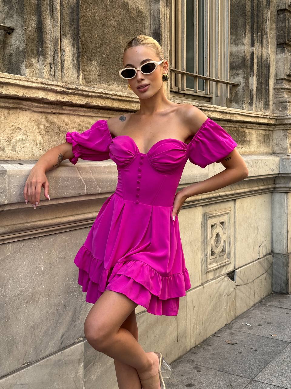 The Delphine Ruffled Corset Dress - 1115