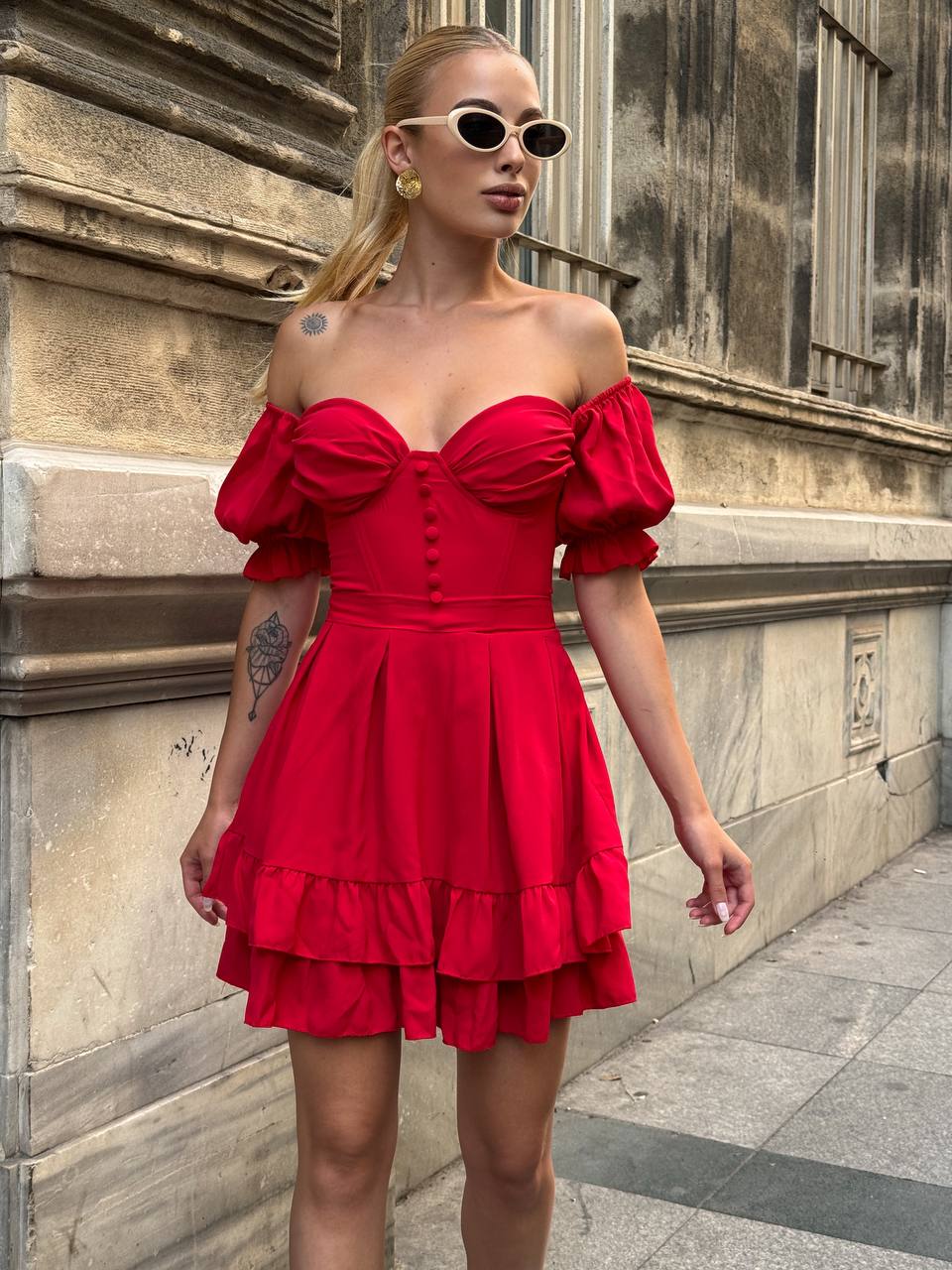 The Delphine Ruffled Corset Dress - 1115