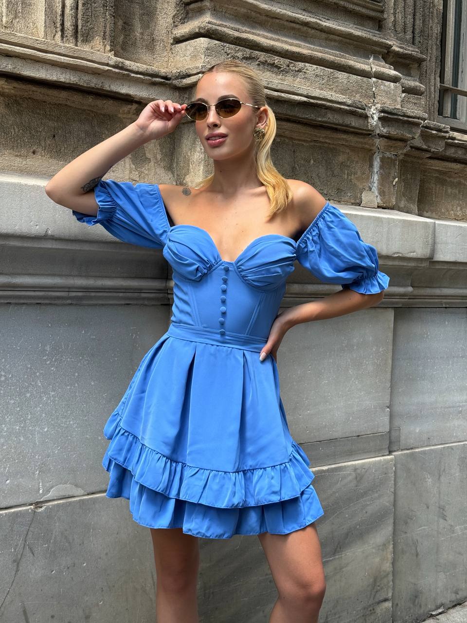 The Delphine Ruffled Corset Dress - 1115