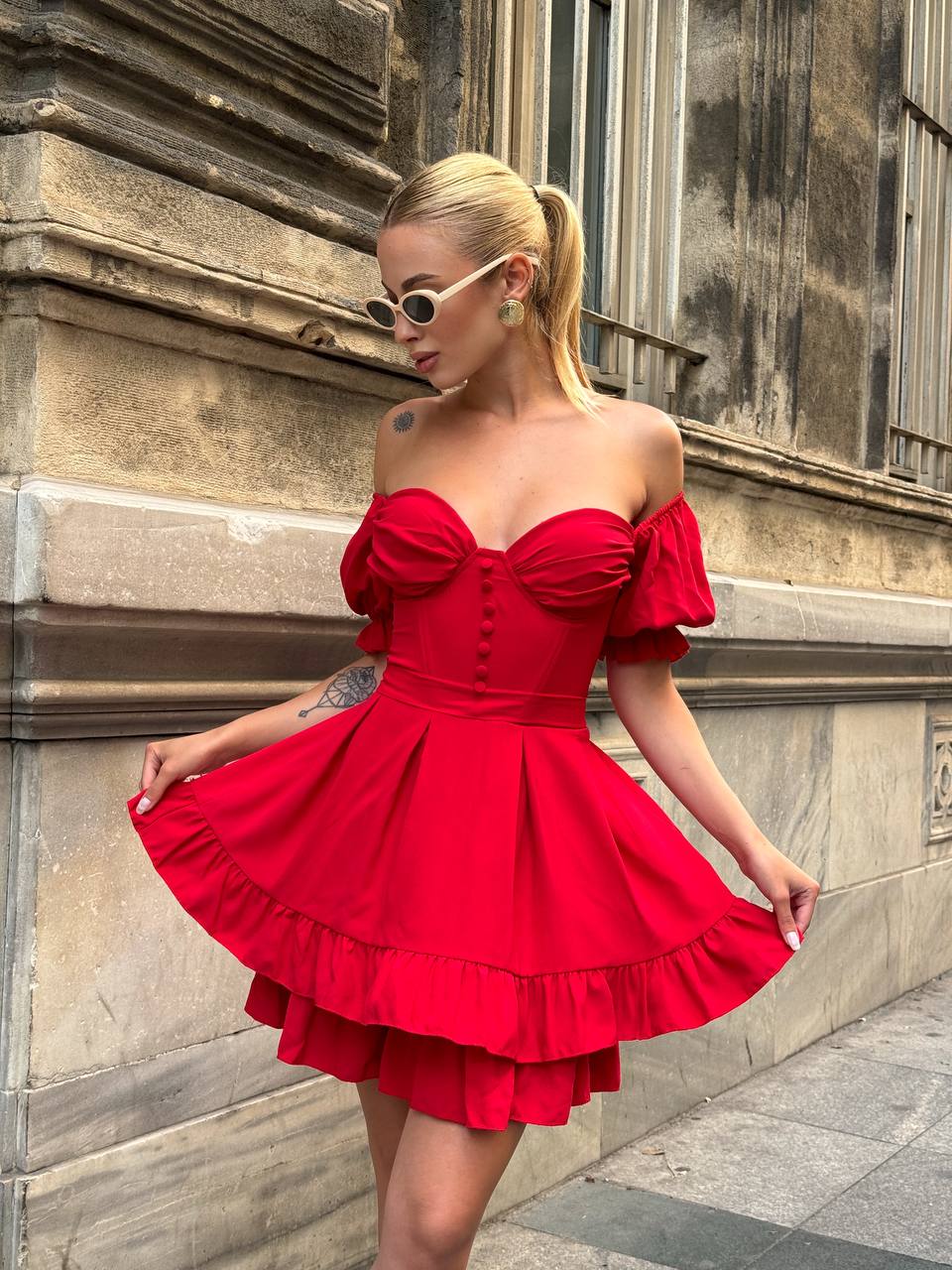 The Delphine Ruffled Corset Dress - 1115