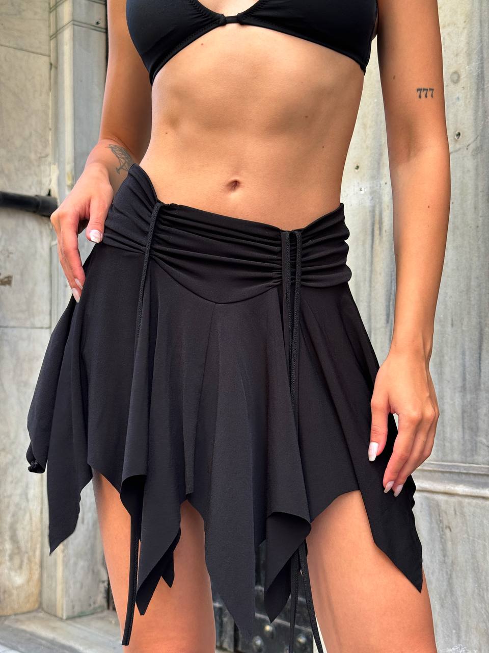 Asymmetrical Mesh Wrap Skirt – 1114