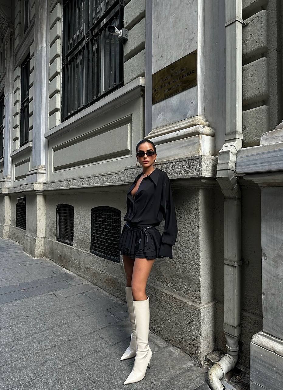 The Luxe Pleated Shirt Dress - 1024