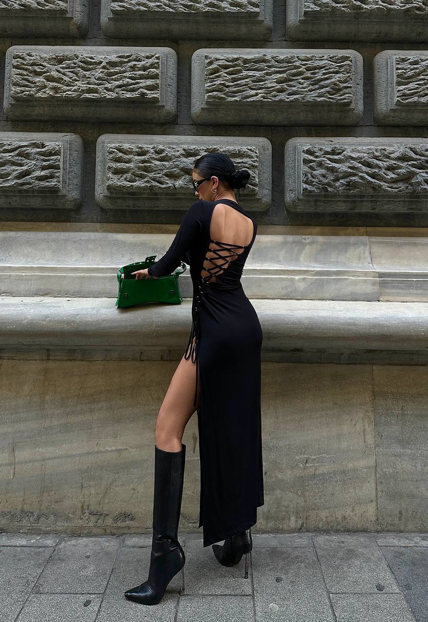 The Luxe Lace-Up Back Maxi Dress – 1075