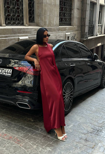 The Nova Backless Satin Maxi Dress Timeless Drape - 1235