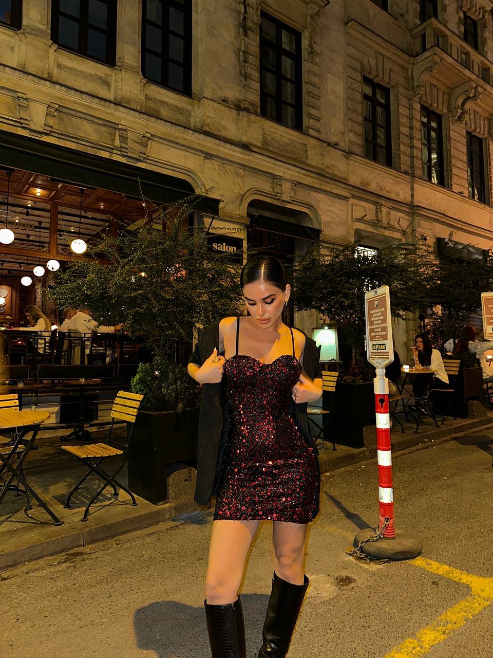 Midnight Spark Mini Dress Bodycon Sequin Glam - 1244