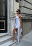 Radiant Edge Mini Dress One-Shoulder Draped Sash - 1248