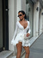 Eternal Ruffle Mini Dress Fit & Flare Button Detail - 1249