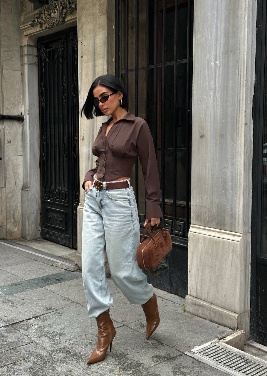 Urban Sculpt Cropped Blouse Fitted Waist Shaping 1278