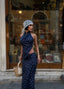 Polka-dot 2pc Halter and maxi skirt - 1292