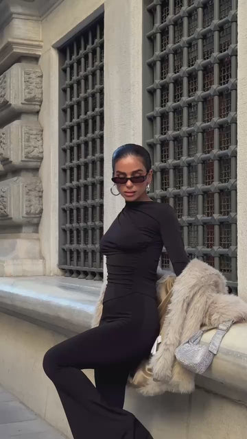 The Luxe Ruched Long-Sleeve Jumpsuit – 1046