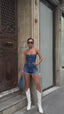 The Denim Charm Strapless Romper – 1119