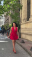 The Capri Drape Halter Mini Dress Sunset Romance - 1210