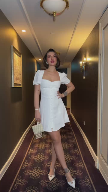 Romantic Buttoned Sweetheart Mini Dress - 1175