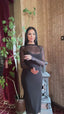 The Noir Elegance Midi Dress - 1020
