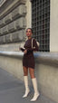 The Luxe Ruched Long Sleeve Mini Dress – 1043