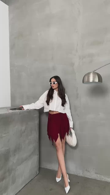 Ethereal Asymmetrical Ruched Skirt - 1173